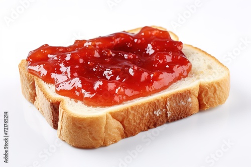 Strawberry jam spread on white bread