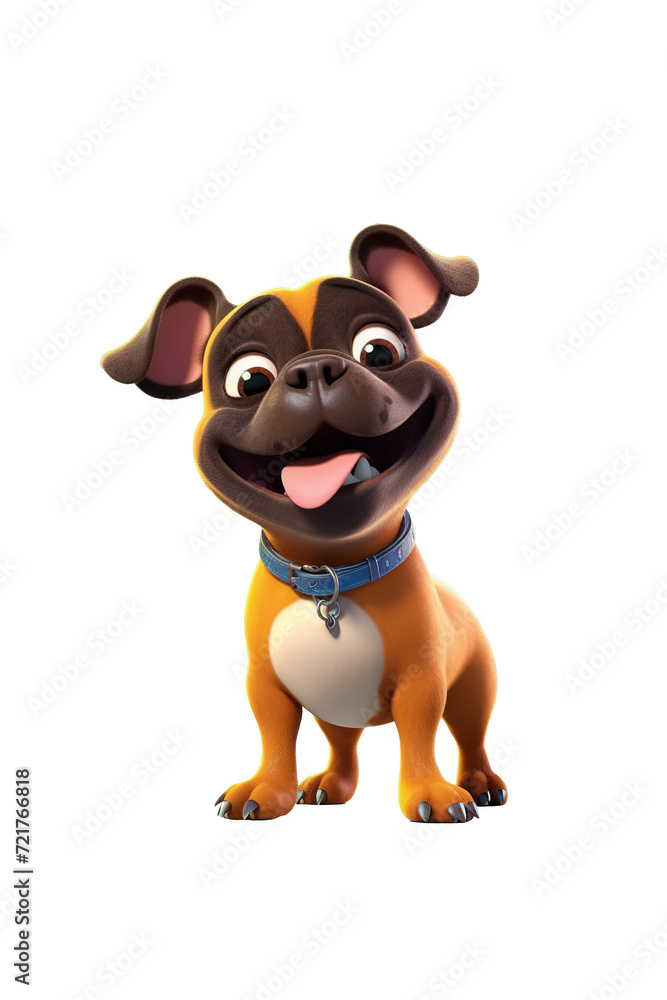 Obraz premium Anime-style french bulldog clipart, isolated background 