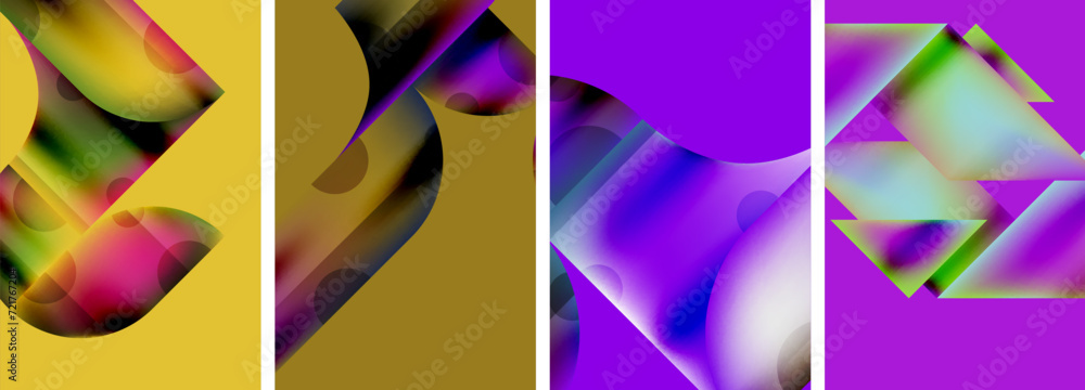 Set of abstract geometric posters. Abstract backgrounds for wallpaper, business card, cover, poster, banner, brochure, header, website