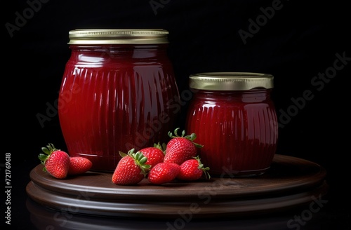 Homemade strawberry jam is delicious  hygienic  in a special jam bottle  long lasting