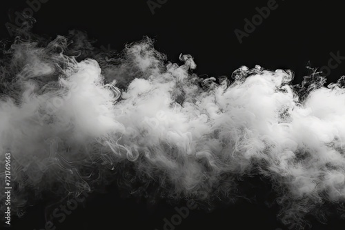 Mysterious swirls of smoke and fog abstract dance of light and dark. Background steamy haze white clouds in motion like stark. Black canvas textured air weaving magical misty art