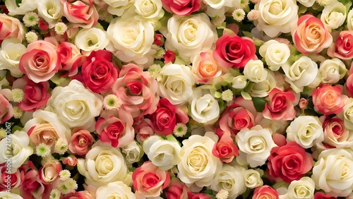 Natural red roses background, flowers wall.