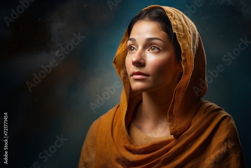 A young woman prays for God's blessing. 