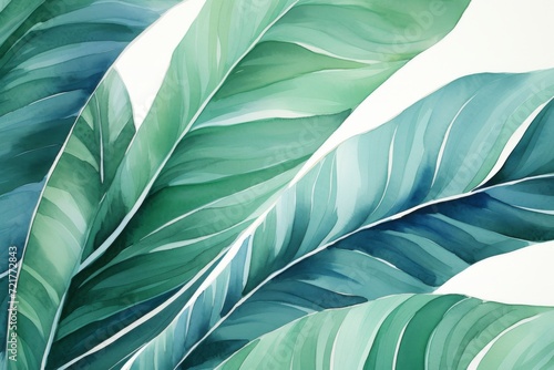 watercolor tropical frame with leaves, in the style of minimalist backgrounds