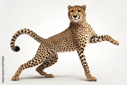 Cheetah isolated on white background. 3D illustration.