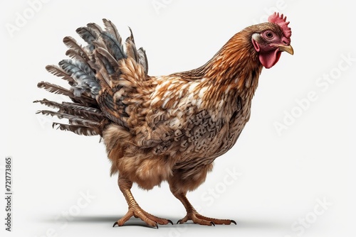 brown hen isolated on white background. 3D illustration photo