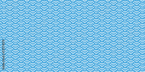青色系の青海波。日本の文様