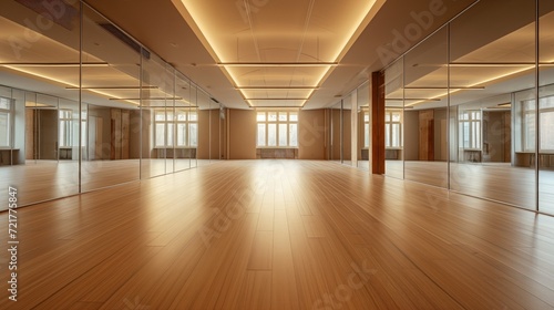 Spacious Modern Office Interior with Wooden Flooring
