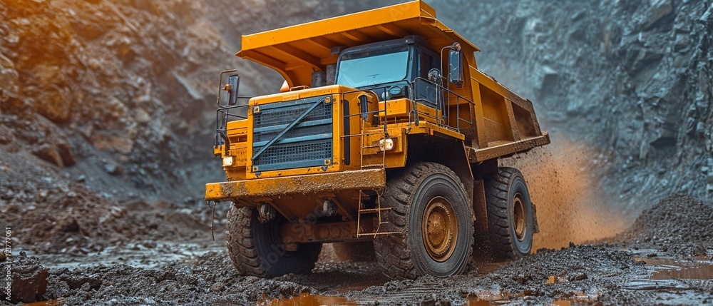 To level the godown floor, the dumper truck loads earth. To level the godown floor, the dumper truck loads earth.