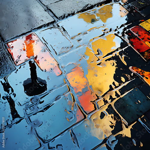 Abstract reflection in a rain puddle.