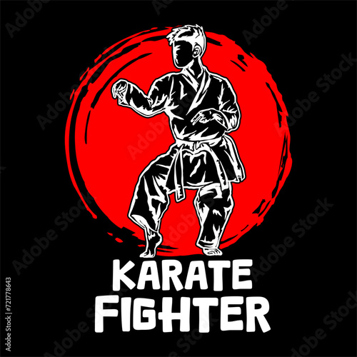 illustration karate logo design t shirt poster vector 