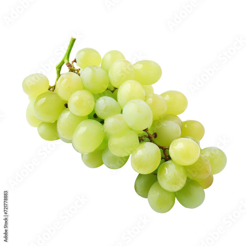 Isolated bunch of fresh green grapes on a white background, a healthy and juicy cluster of nature's sweet berries