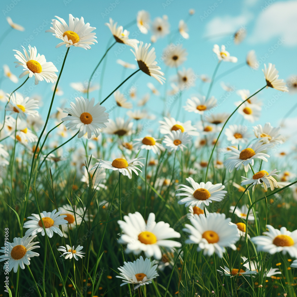 Fototapeta premium Daisy and camomile-filled meadow under the summer sun