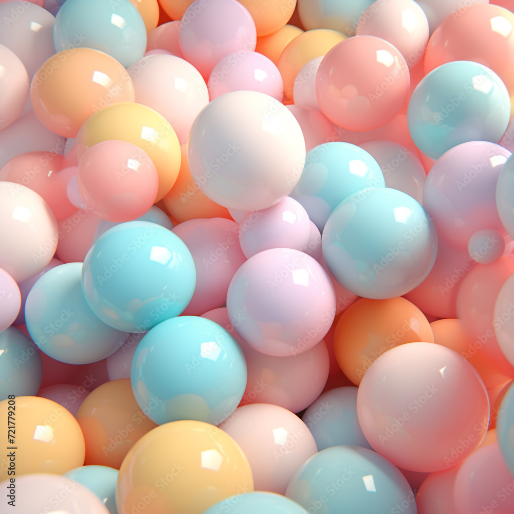 balls in various pastel colors