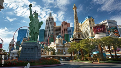 Las Vegas travel destination. Tour tourism exploring. Copy pace for text.
