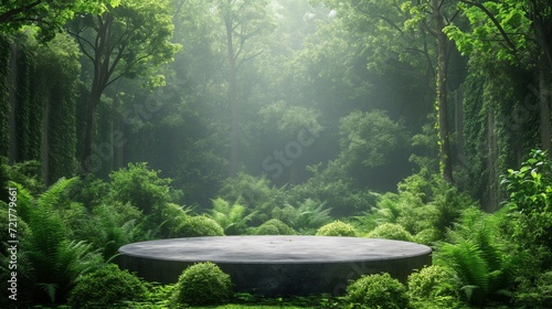 Fototapeta Naklejka Na Ścianę i Meble -  Tropical forest podium with jungle background for product presentation.