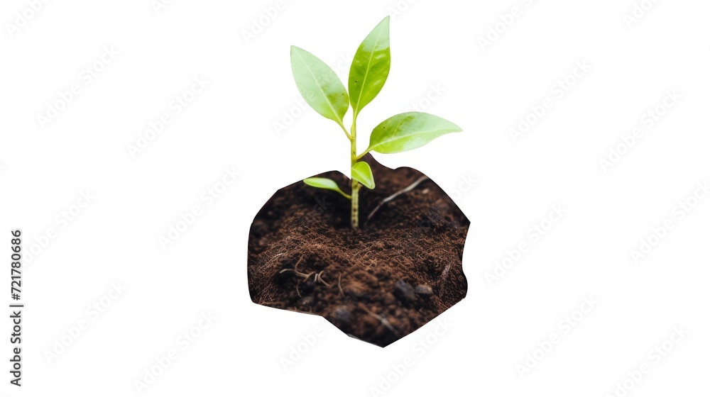 Isolated young plant growing in soil, surrounded by nature's elements of life and growth, showcasing the beauty of agriculture and the delicate stages of a new seedling in its journey Isolated young plant growing in soil, surrounded by nature's elements of life and growth, showcasing the beauty of agriculture and the delicate stages of a new seedling in its journey