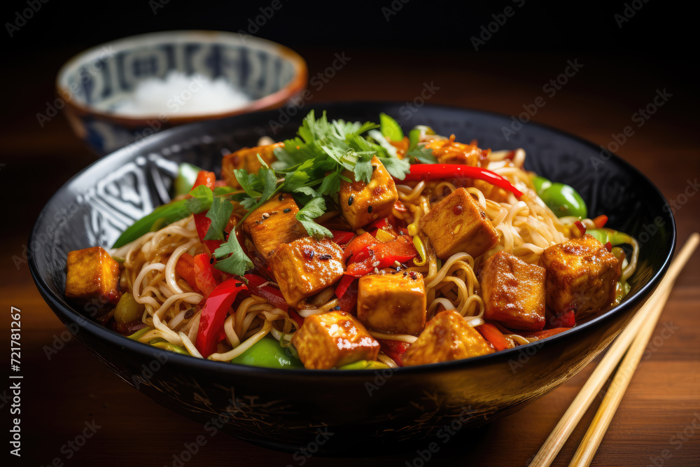Fired noodles with tofu Fired noodles with tofu