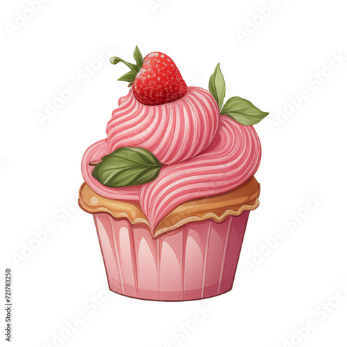 Party Cupcakes Mixed Fruit Cupcakes Various flavors of cupcakes and ice cream, soft cream, fruit smoothies, lemon, blueberry, strawberry, orange, cherry, vanilla, milk, chocolate, illustrations