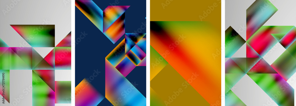 Set of colorful geometric posters - round shapes and circles with fluid color gradients. Abstract backgrounds for wallpaper, business card, cover, poster, banner, brochure, header, website Set of colorful geometric posters - round shapes and circles with fluid color gradients. Abstract backgrounds for wallpaper, business card, cover, poster, banner, brochure, header, website