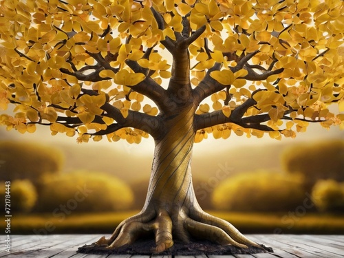 beautiful golden bodhi tree photo