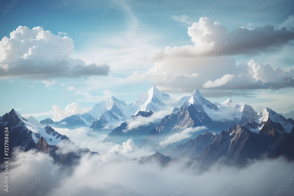 Mountain and Cloudy Sky for background design