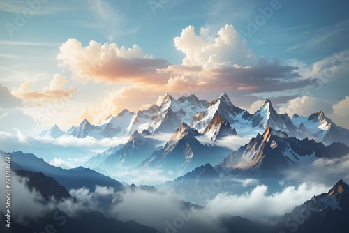 Mountain and Cloudy Sky for background design © HK