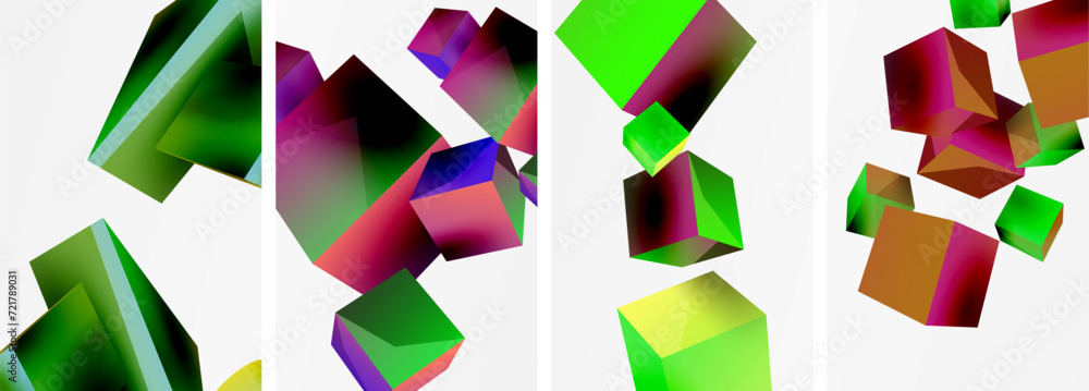 Composition of 3d cubes and other geometric elements background design for wallpaper, business card, cover, poster, banner, brochure, header, website Composition of 3d cubes and other geometric elements background design for wallpaper, business card, cover, poster, banner, brochure, header, website