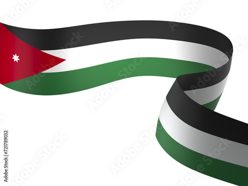 Jordan flag element design national independence day banner ribbon png
