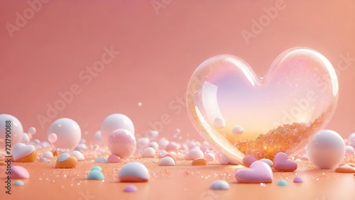 Romantic Love Celebration: Heart-Shaped Balloons, Bubbles, and Elegant Vector Design in Pink and Red for Valentine's Day, Weddings, and Special Occasions
