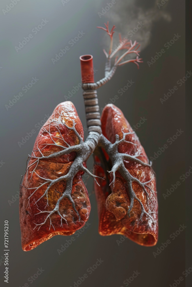 Realistic 3D Model of Human Lungs for Breathing Anatomy, Generative ai