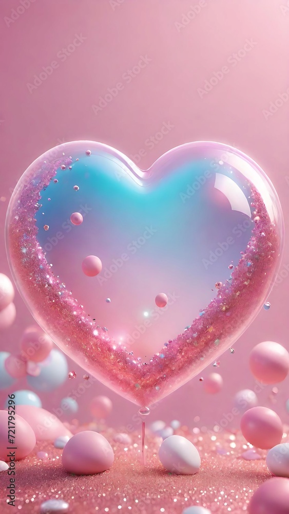 Bubbling Pink Hearts in Water: Romantic Vector Illustration for Valentine's Day Celebration and Love-themed Designs