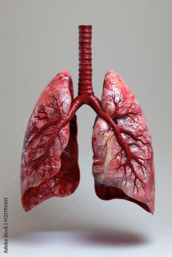 Realistic 3D Model of Human Lungs for Breathing Anatomy, Generative ai