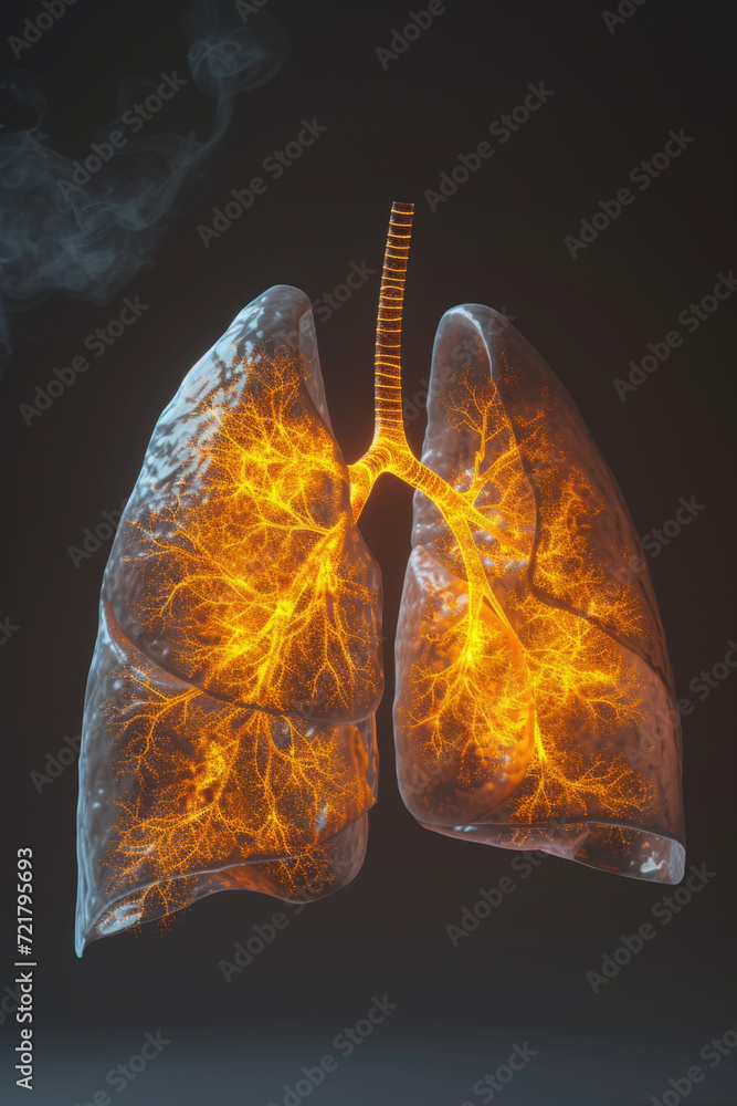 Realistic 3D Model of Human Lungs for Breathing Anatomy, Generative ai