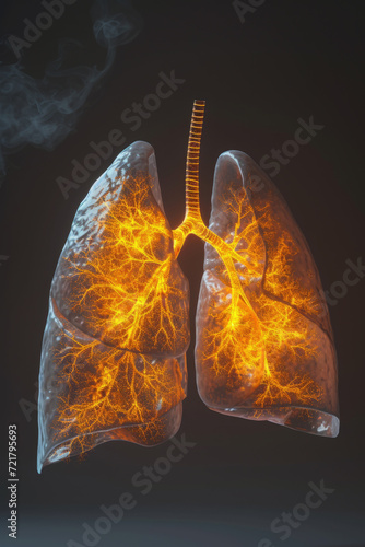 Obraz na płótnie Realistic 3D Model of Human Lungs for Breathing Anatomy, Generative ai w salonie