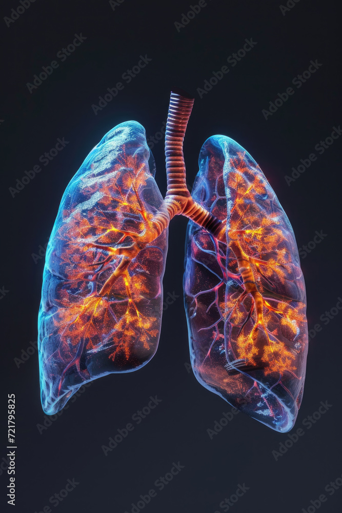 Realistic 3D Model of Human Lungs for Breathing Anatomy, Generative ai