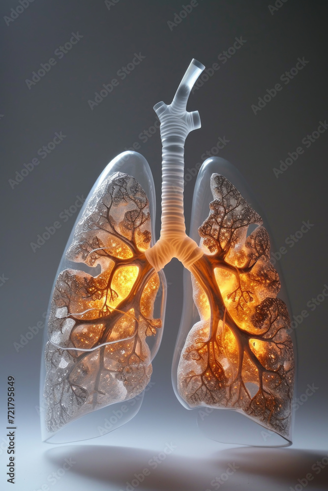 Realistic 3D Model of Human Lungs for Breathing Anatomy, Generative ai