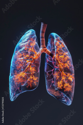 Obraz na płótnie Realistic 3D Model of Human Lungs for Breathing Anatomy, Generative ai w salonie
