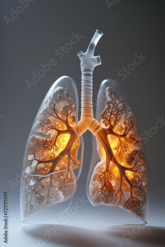 Obraz na płótnie Realistic 3D Model of Human Lungs for Breathing Anatomy, Generative ai w salonie