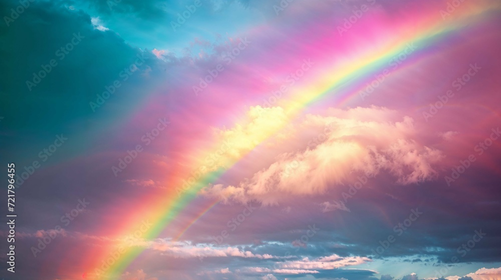 Vibrant Rainbow on the Sky with Stunning Atmosphere and Beautiful Cloudscape Vibrant Rainbow on the Sky with Stunning Atmosphere and Beautiful Cloudscape