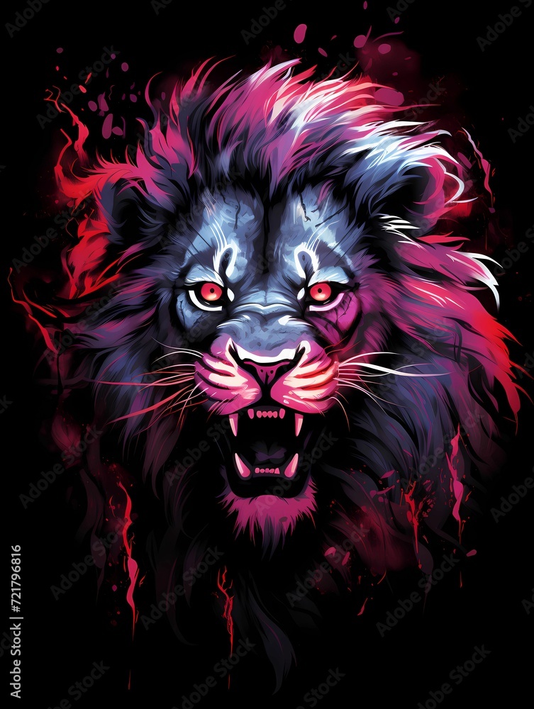 lion head on black background
