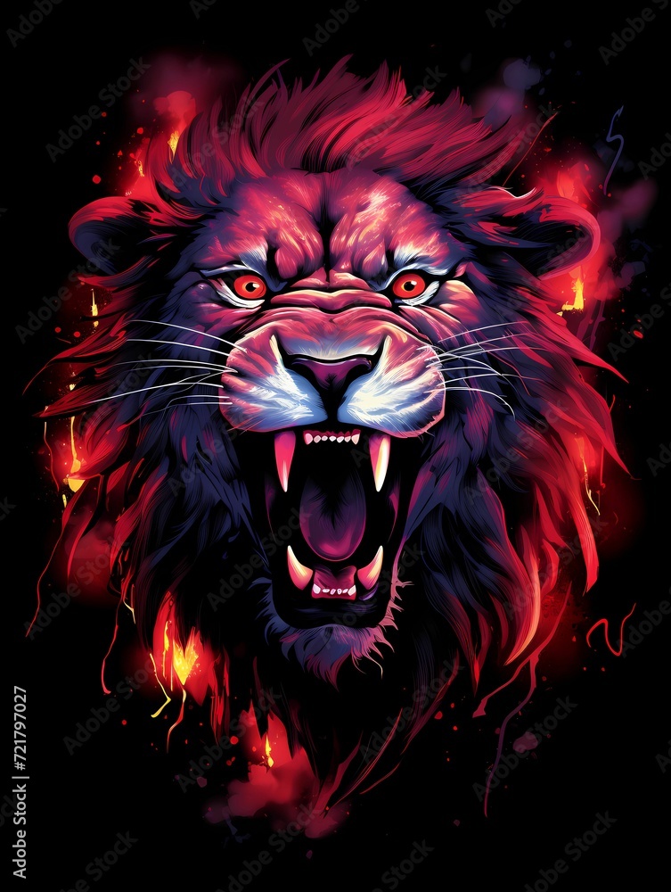 lion head on black background