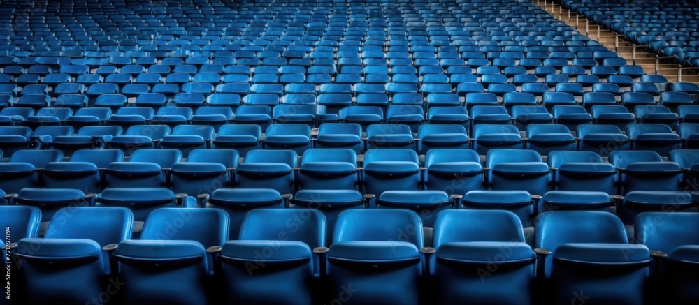 Naklejka premium view of empty blue Seats in stadium