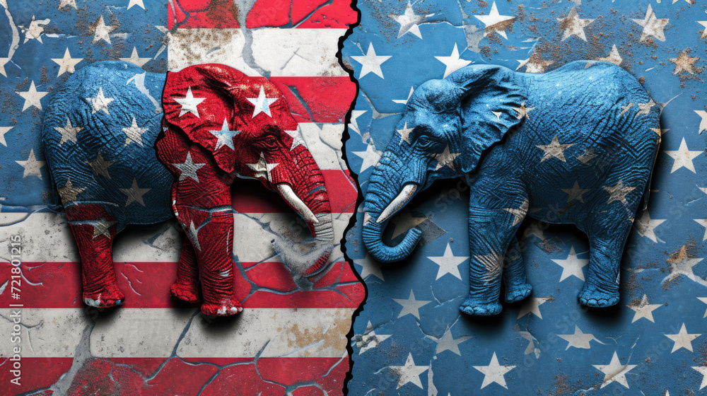 United States Political Devision Election Voting Republican Party Presidency - Generative AI
