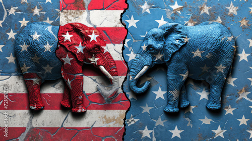 Obraz na płótnie United States Political Devision Election Voting Republican Party Presidency - Generative AI w salonie