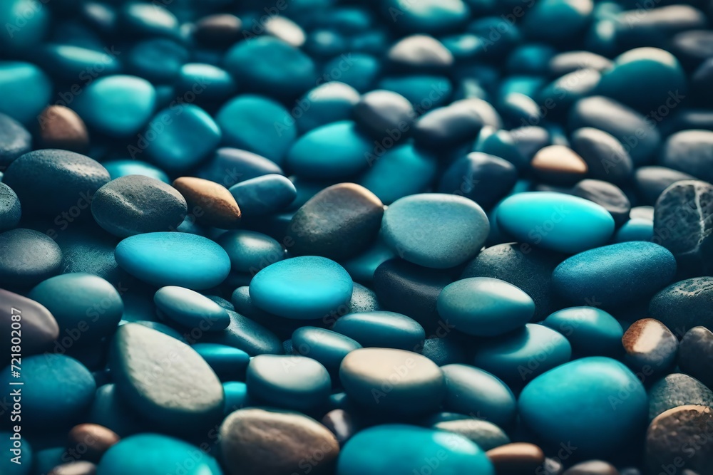 Blue pebbles textured Stone background Blue pebbles textured Stone background