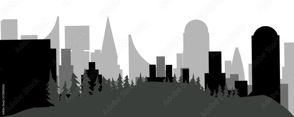 silhouette of hills and city views