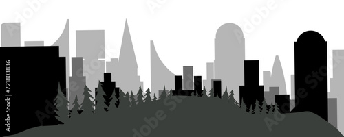 silhouette of hills and city views