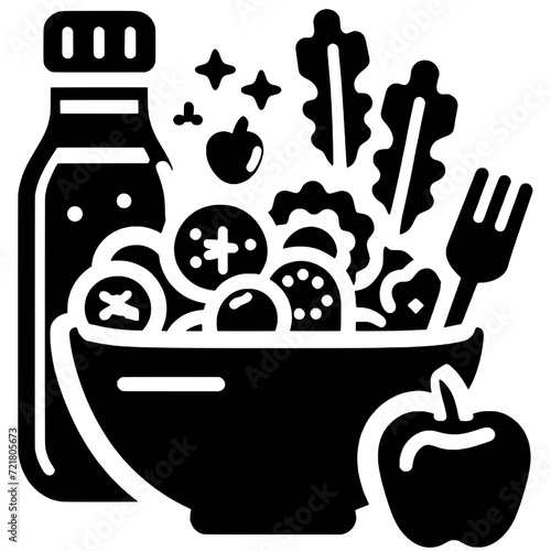Noodle soup bowl with vegetable icons