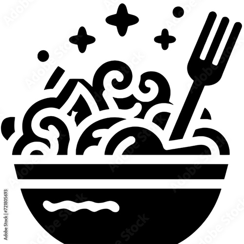 Noodle soup bowl with vegetable vector illustration icon